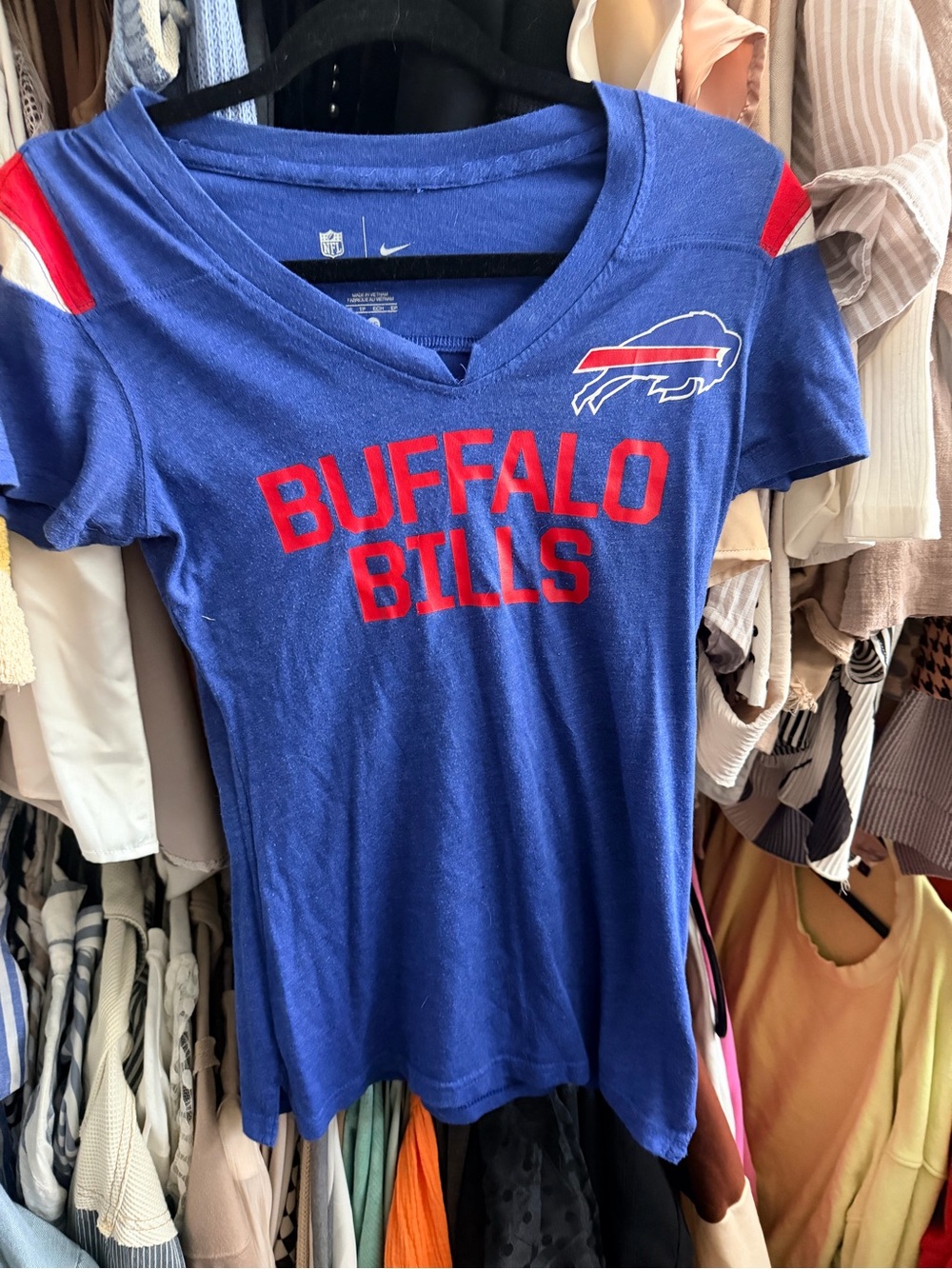 Nike women’s  Buffalo Bills Blue Short-Sleeve V‑Neck Tee